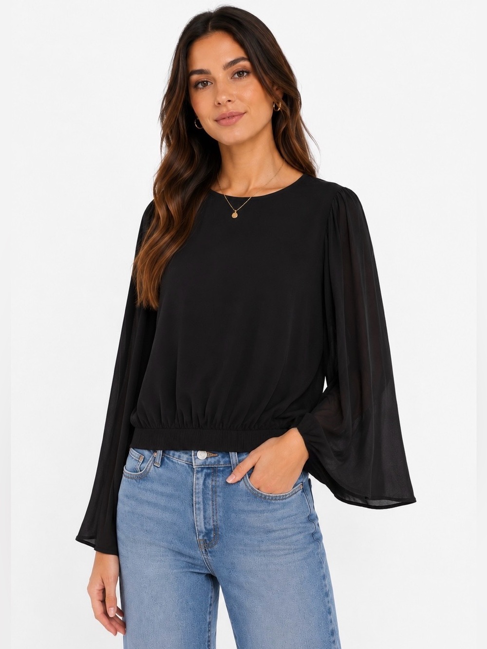 Bella Dahl ($260) Rayon Smocked Bottom Blouse - PTP 21